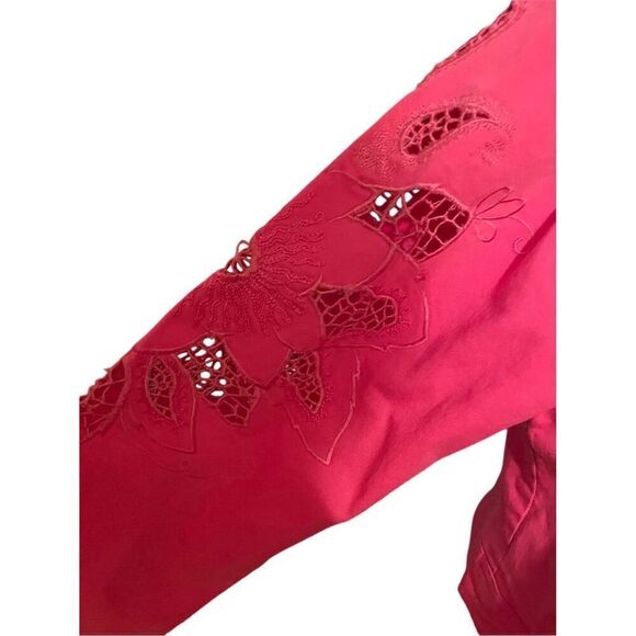 Great Cavalier by St Paul Women's Pink Button-Front Jacket L Cutwork Sleeves - Picture 5 of 12